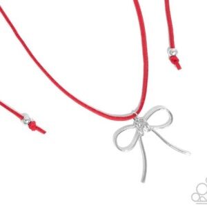 ❤️🤍❤️ “BOLO BOW” RED SUEDE ROPE ADJUSTABLE NECKLACE ~ PAPARAZZI❗️❤️🤍❤️